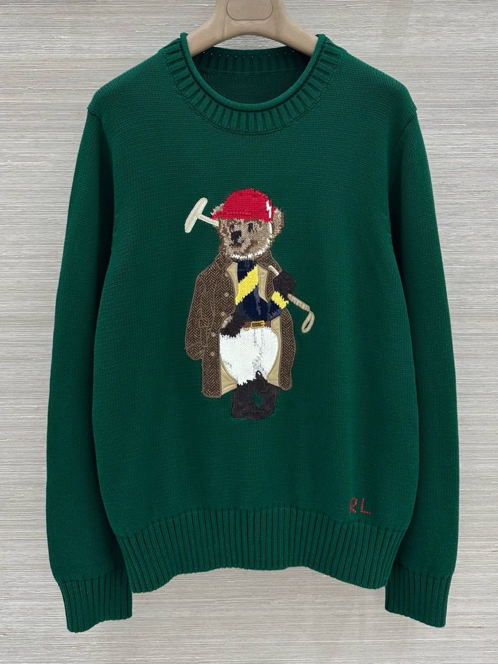 Polo by Ralph Lauren Green Sweater with Embroidered Polo Bear